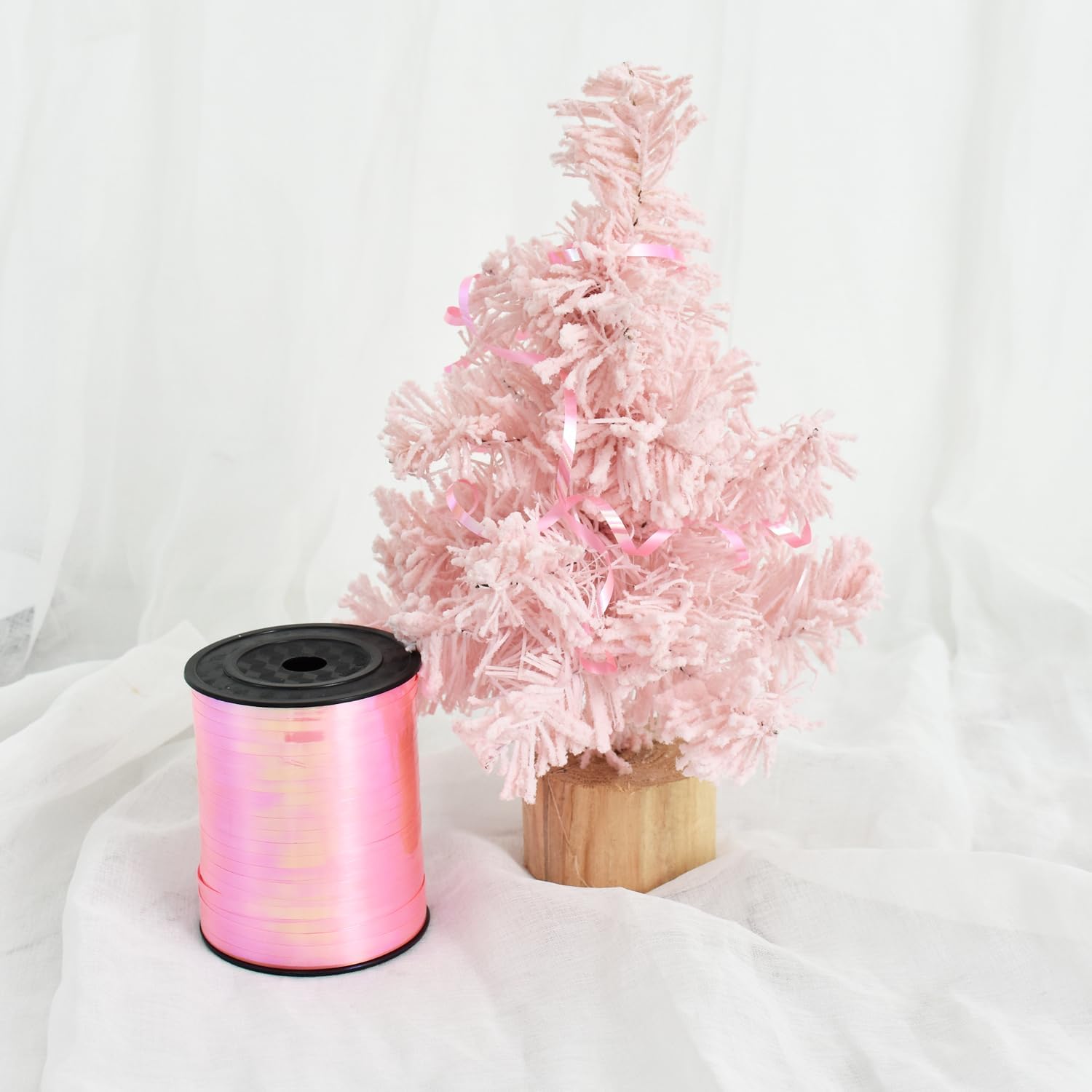 Cinta rizadora de 500 yardas de color rosa claro de 0.197 in para envolver regalos, cinta delgada y rizada para manualidades, cuerda de globos,