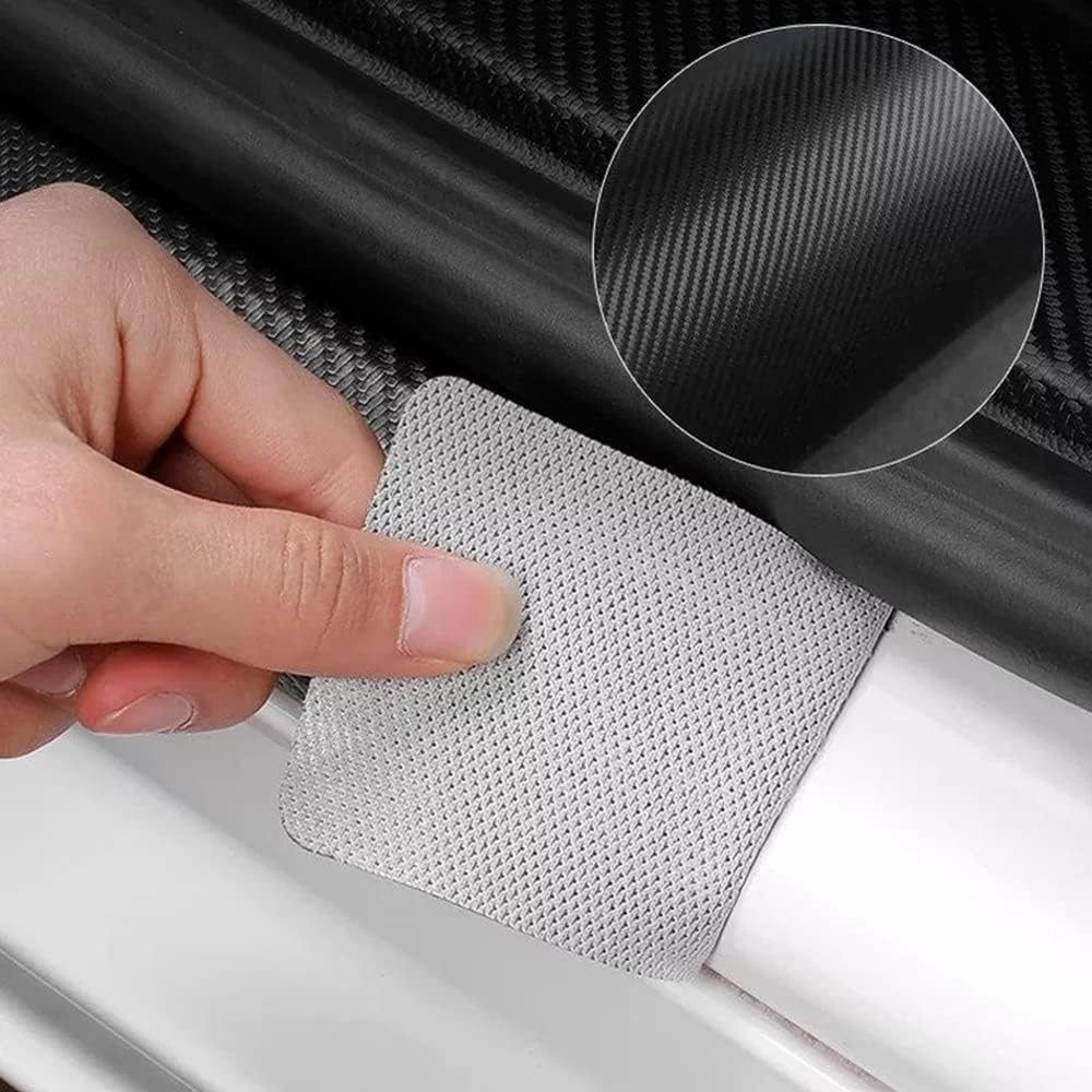 FLAGSP 4 unidades de protectores de fibra de carbono para umbral de puertas delanterastraseras de automóvil con adhesivo decorativo para proteger el