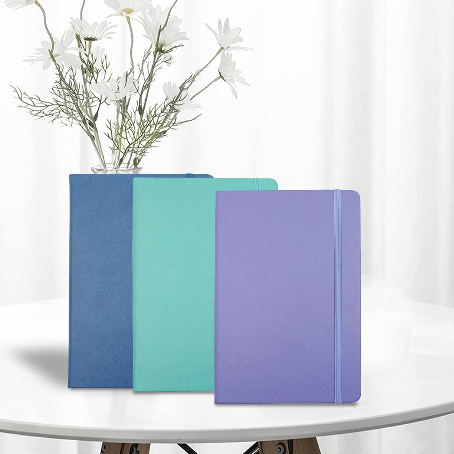 Deziliao – Cuaderno de tapa dura de 160 páginas, cuadernos a rayas para el trabajo, papel grueso prémium de 100GSM, con bolsillo, tamaño mediano de