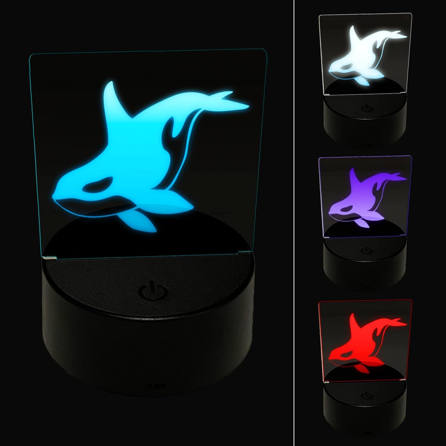 Sniggle Sloth Majestic Orca Killer Whale 3D ilusión LED luz nocturna señal lámpara de escritorio