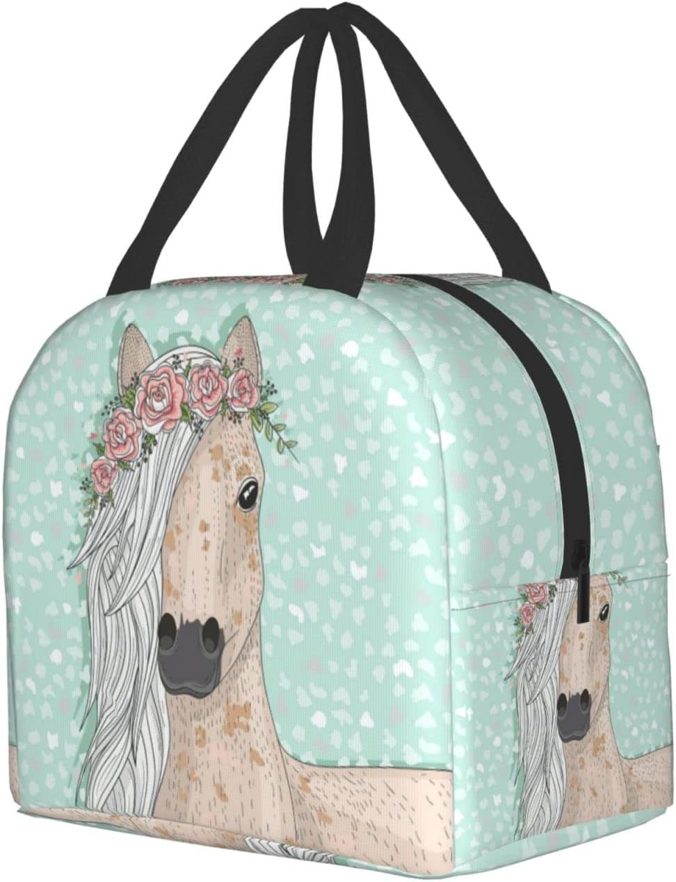Bolsas de almuerzo para mujer, con aislamiento térmico y reutilizable, con diseño de caballo, bolsa de almuerzo para el trabajo, picnic al aire