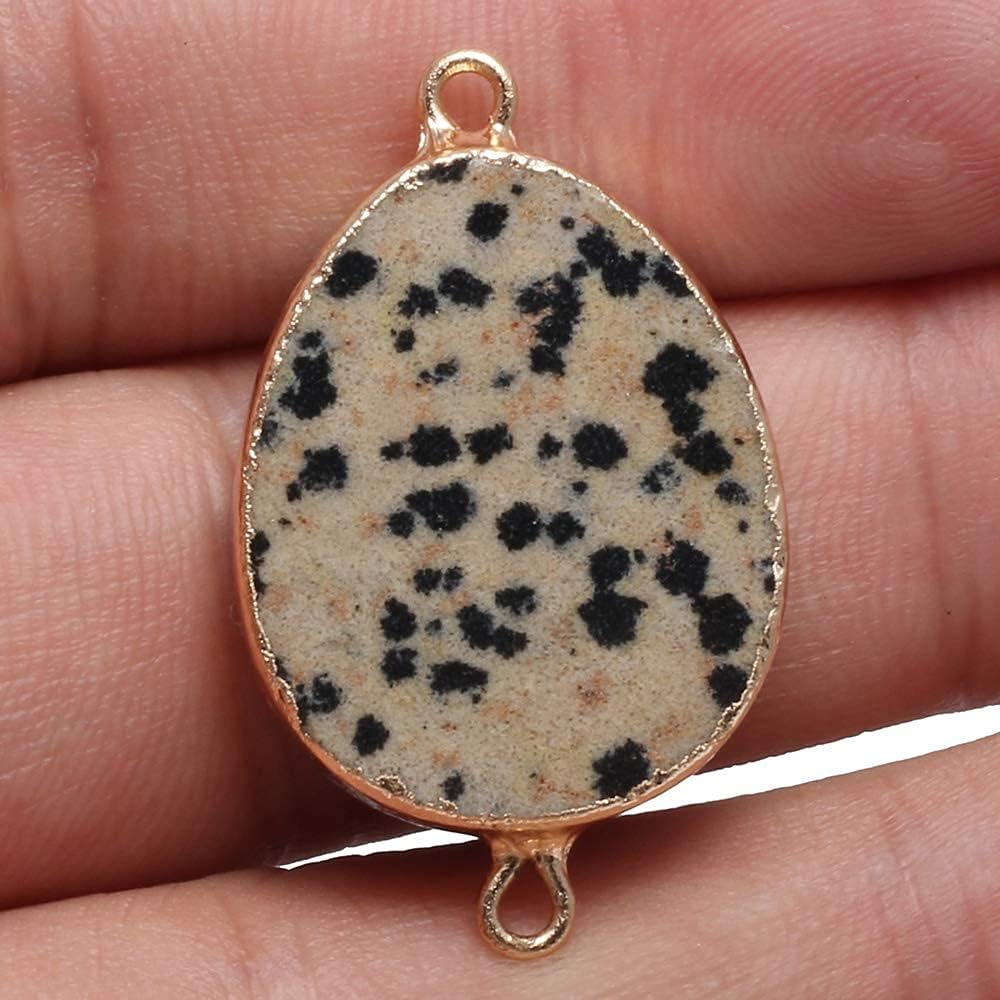 5 conectores de piedra de cuarzo, colgantes de borde chapados en oro natural, dijes de piedra para hacer collares o joyas, Metal