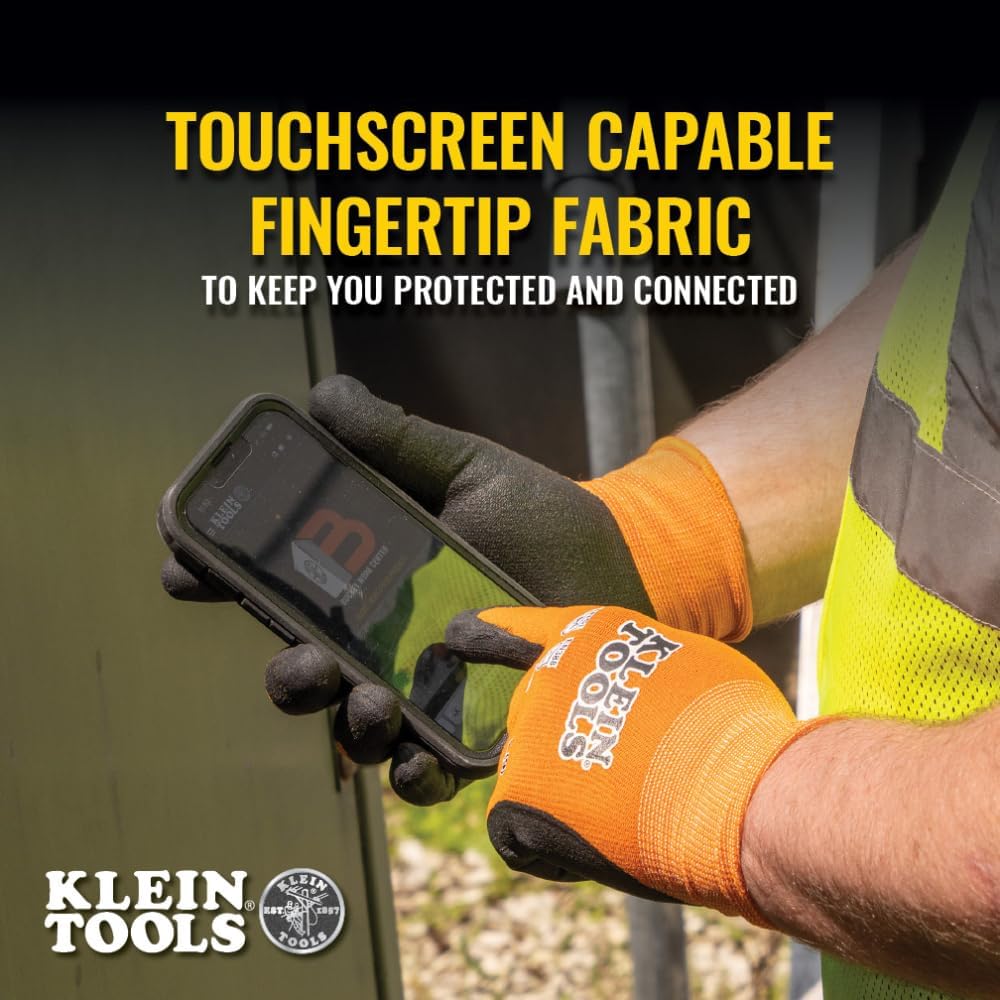 Klein Tools 60582 – Guantes de trabajo, guantes de punto resistentes a los cortes, ANSI A1, con revestimiento de nitrilo, nailon y elastano, aptos