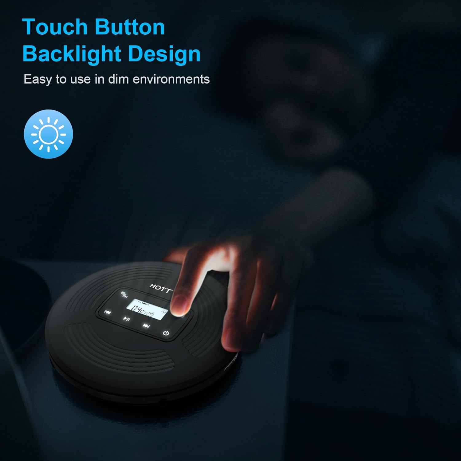 Reproductor de CD portátil con Bluetooth Walkman reproductor de CD Bluetooth con transmisor FM botón táctil y pantalla LCD, reproductor de disco
