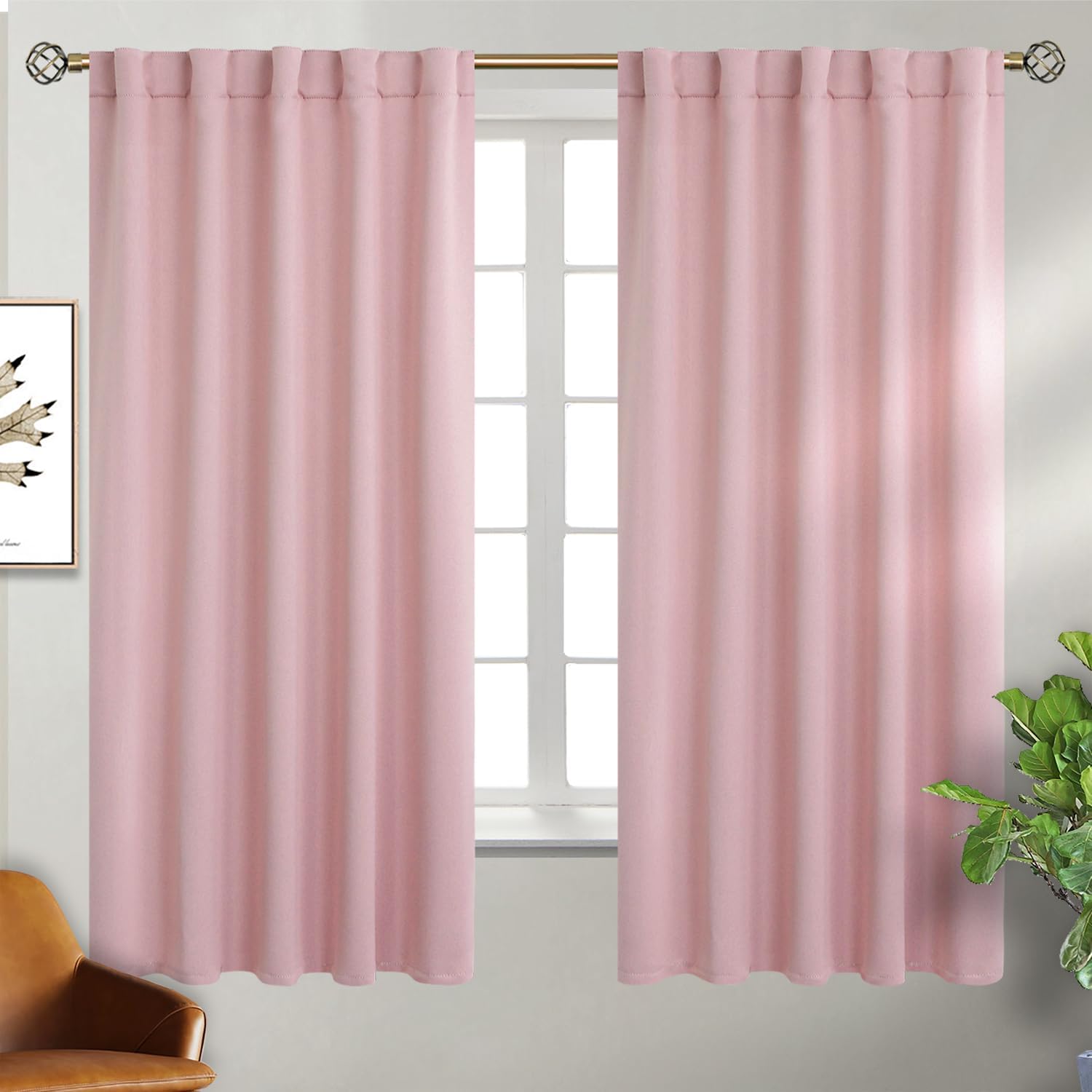 BGment Cortinas con bolsillo para barra y pestaña trasera para dormitorio, cortinas con aislamiento térmico para oscurecer la habitación y sala de