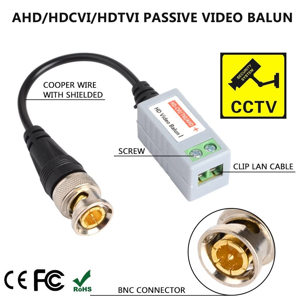 FINXRoll 2 pares BNC Video Balun+2 pares Ethernet PoE adaptador RJ45 Inyector Splitter+5 pares 12V DC macho hembra conector CCTV cable de
