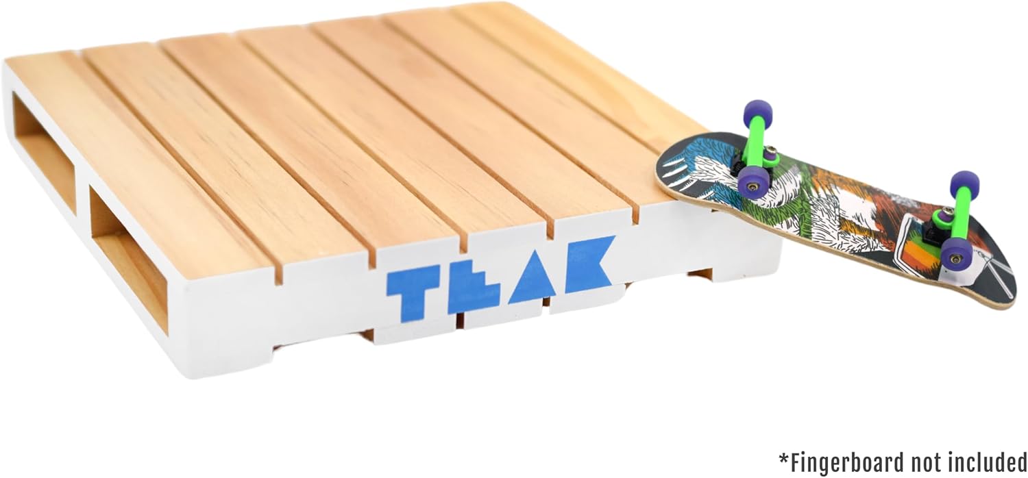 Teak Tuning Paleta de diapasón de madera – 6.25 x 6.25 x 1 pulgada – escala 112 – Bordes blancos pintados con logotipo azul claro