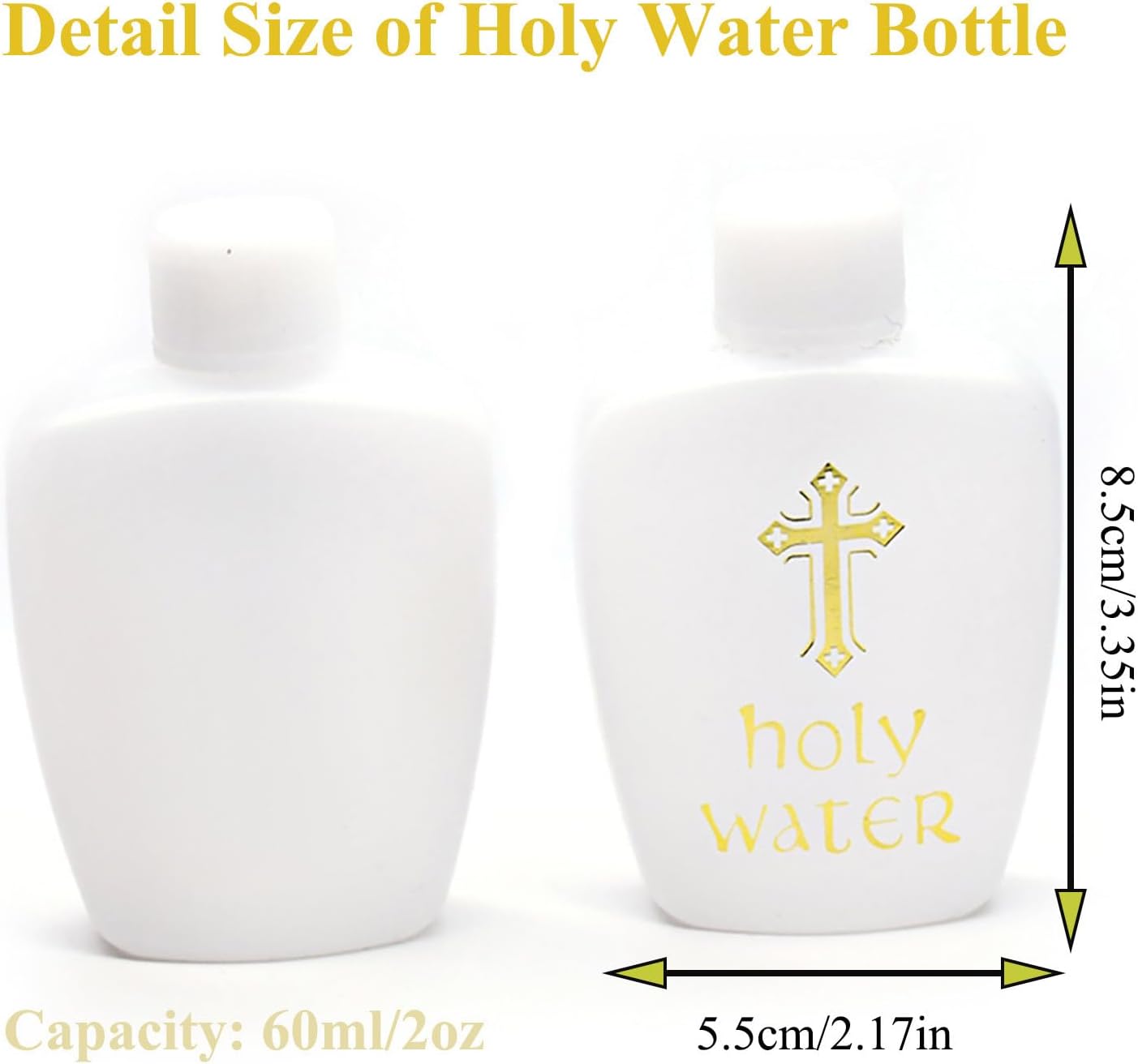 10 botellas vacías de agua bendita con tapa de rosca, contenedor de agua bendita recargable de 2 onzas, botellas decorativas religiosas para