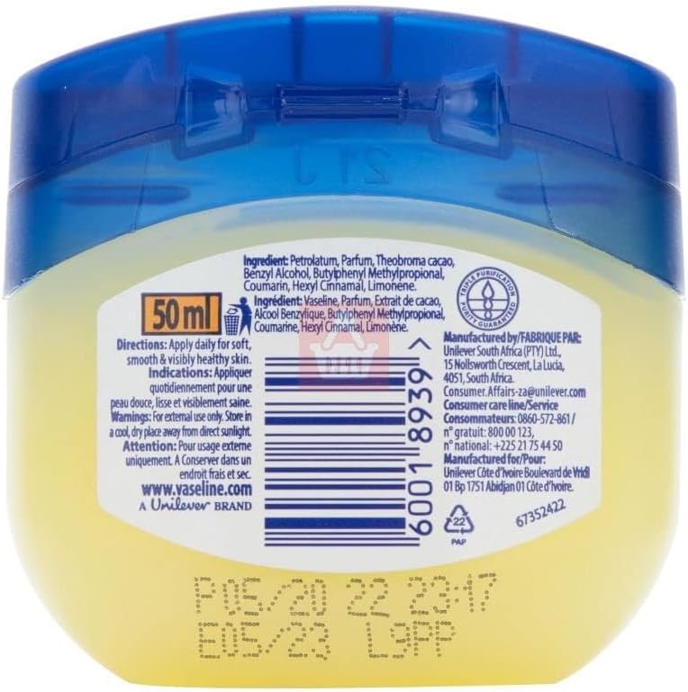 Vaseline 1 jalea acondicionadora rica en manteca de cacao Blueseal, 1.7 fl oz