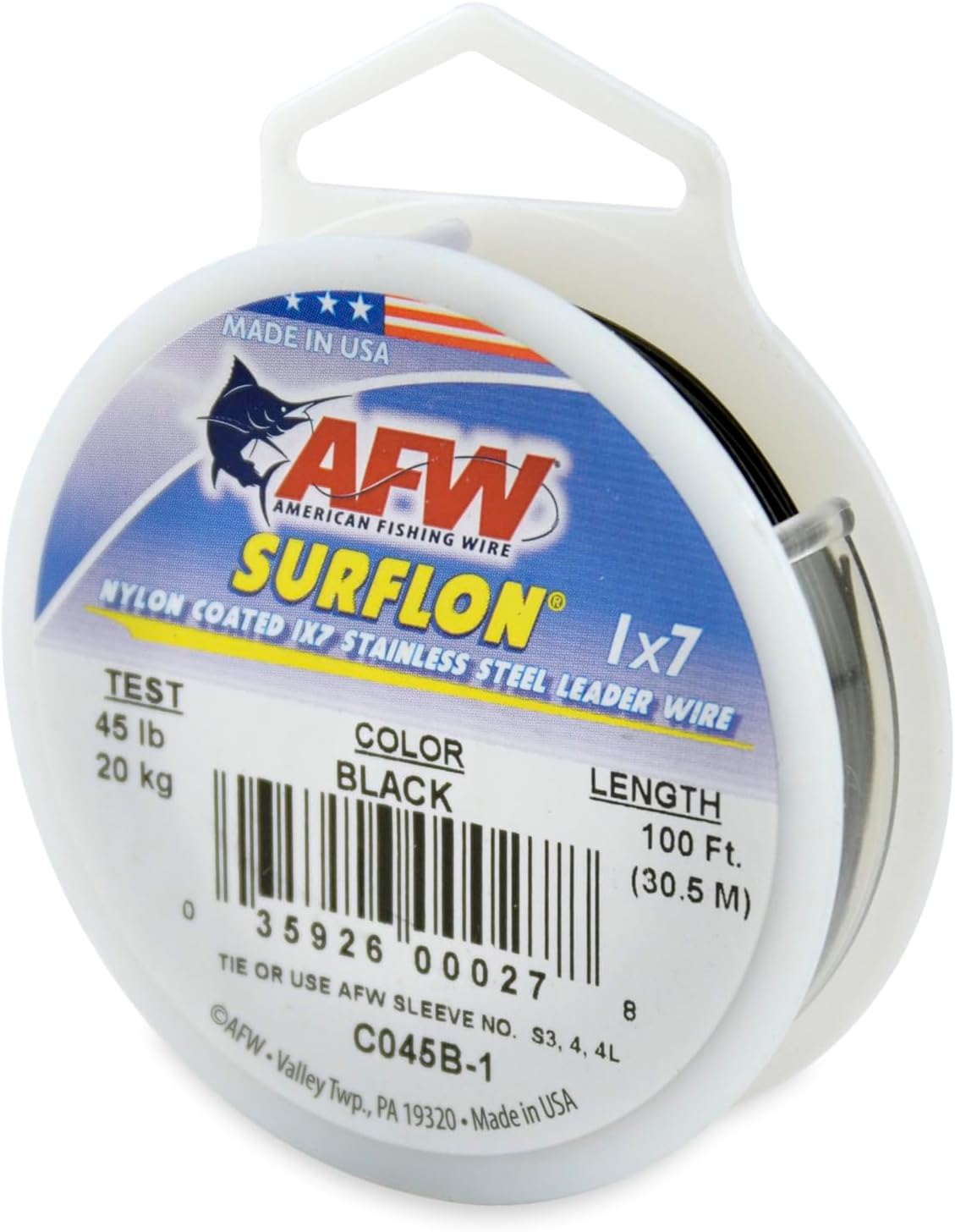 American Fishing Wire Surflon Nylon Coated 1×7 Stainless Steel Leader Wire – Fishing Leader Line for Saltwater, 10lb Test – 250lb Test in Bright,