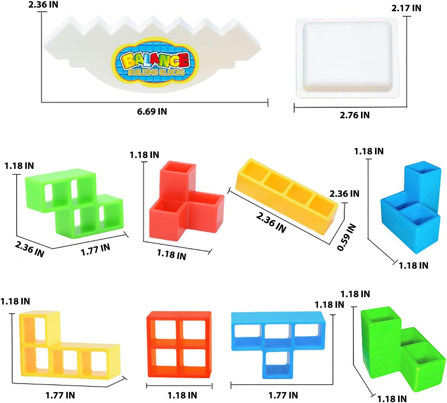 Juego de 48 piezas de rompecabezas de bloques de equilibrio de Tetra Tower, divertidos juegos de fiesta para niños, juegos de mesa Tetra para