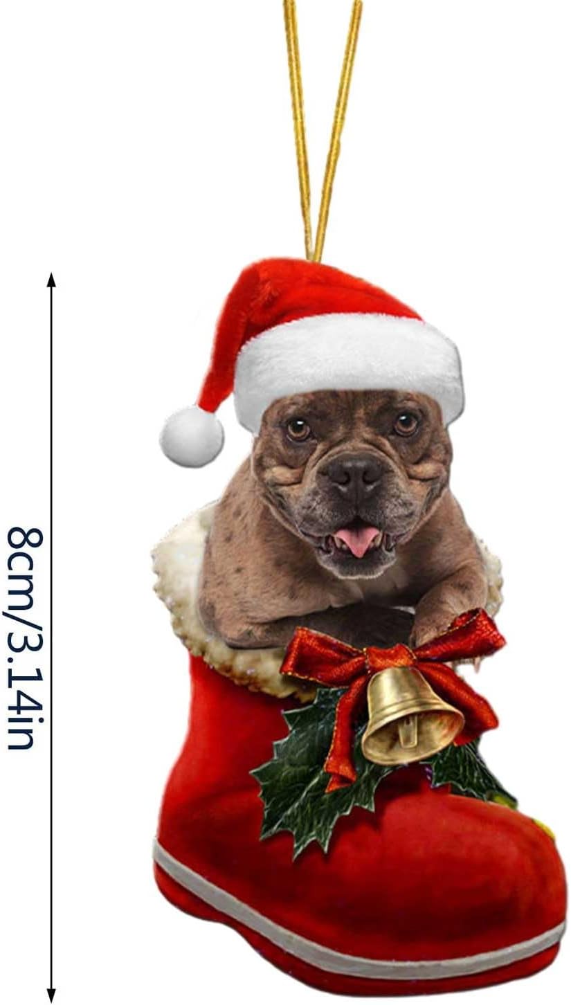 Adorno de Navidad 2023, 1 unidad, bota de Papá Noel, adorno acrílico para perro, calcetín para perros, decoración de animales, guirnalda de bastón