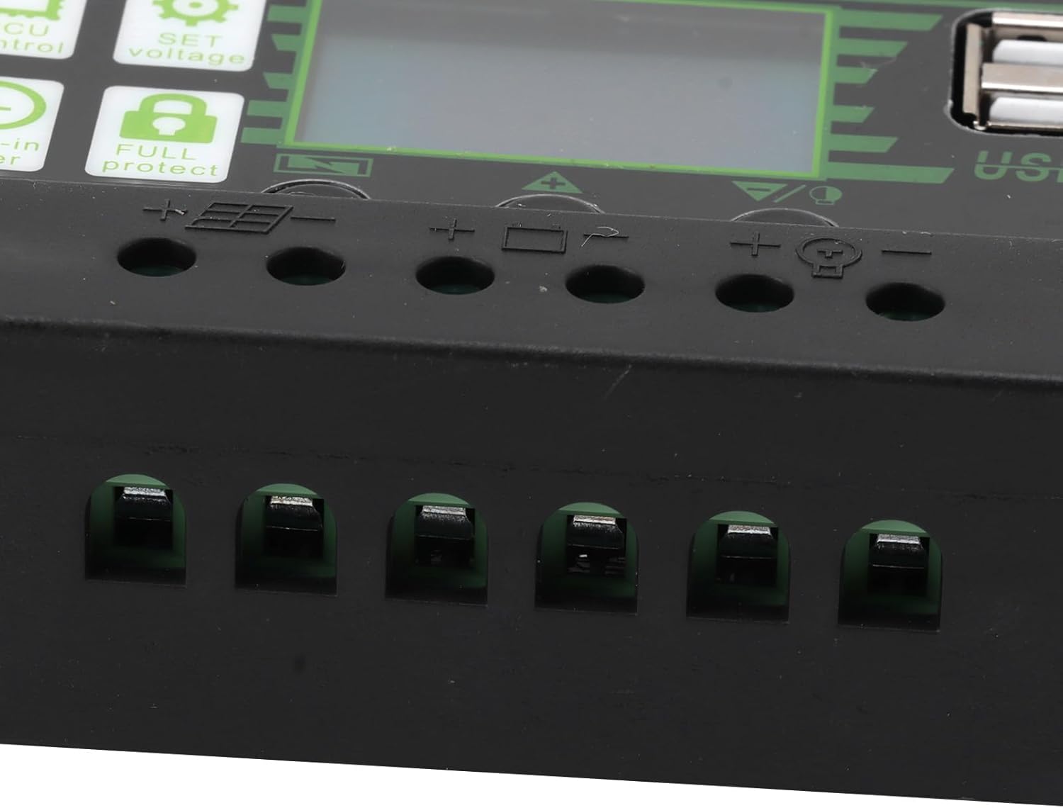 Controlador de carga solar, controlador de energía ABS 5V con doble puerto USB, regulador PWM inteligente para paneles solares (80A)