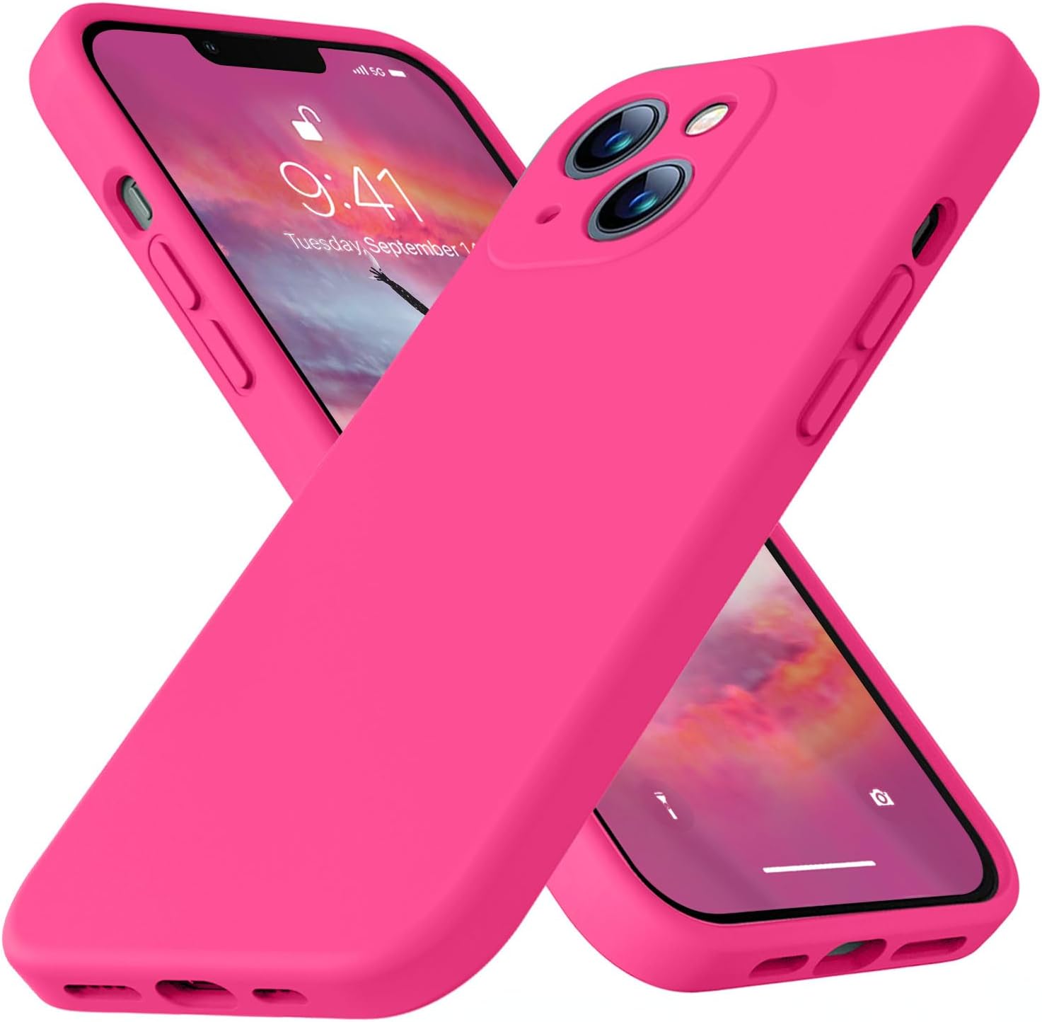 Ktele Funda compatible con iPhone 13 de 6.1 pulgadas de silicona líquida de alta calidad forro de microfibra suave antiarañazos goma de gel de