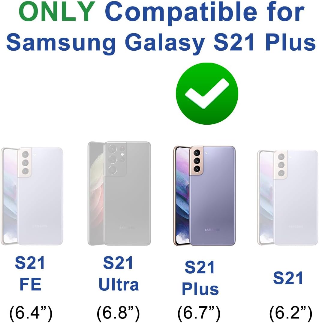 Funda para Samsung Galaxy S21 Plus 5G, con 2 protectores de pantalla, soporte magnético de anillo de 360 integrado, borde galvanizado de lujo,