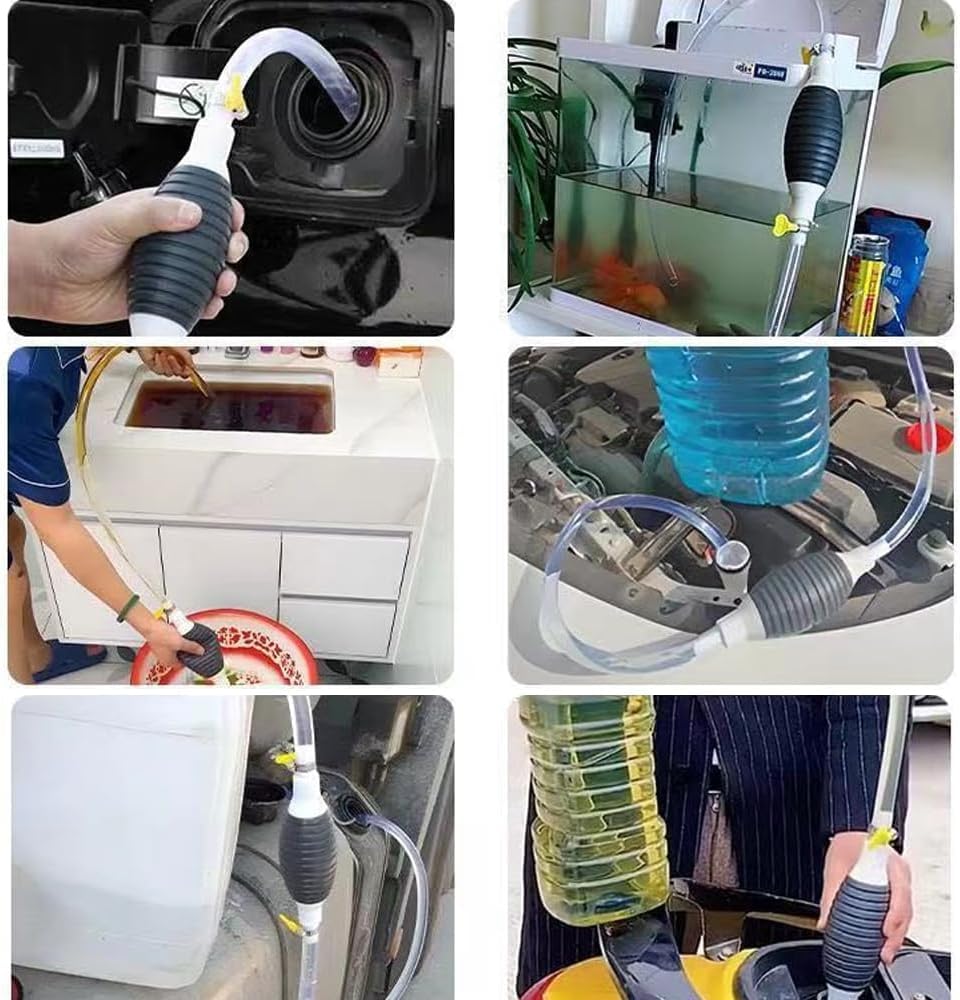 Bomba de sifón, bomba de succión de líquido multifunción mejorada 2024, bomba manual portátil de transferencia de combustible para gasolina,