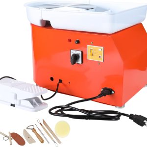 HighFree Máquina eléctrica de rueda de cerámica de 9.8 in con lavabo lavable desmontable, pedales de pie y herramientas de escultura de arcilla HighFree Máquina eléctrica de rueda de cerámica de 9.8 in con lavabo lavable desmontable, pedales de pie y herramientas de escultura de arcilla