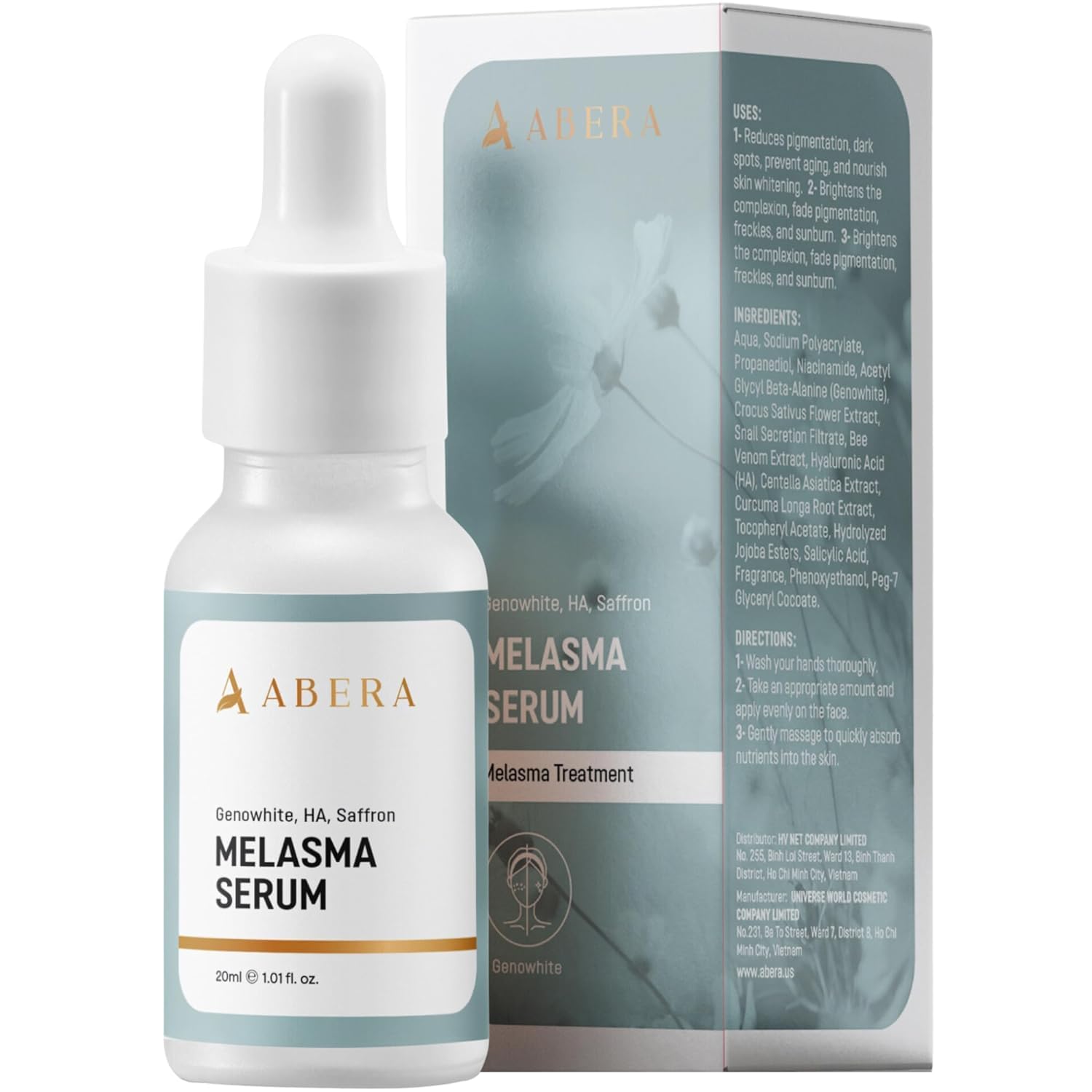 Abera Tratamiento de melasma para cara, removedor de manchas oscuras de melasma, suero corrector de manchas oscuras, manchas solares, manchas de la