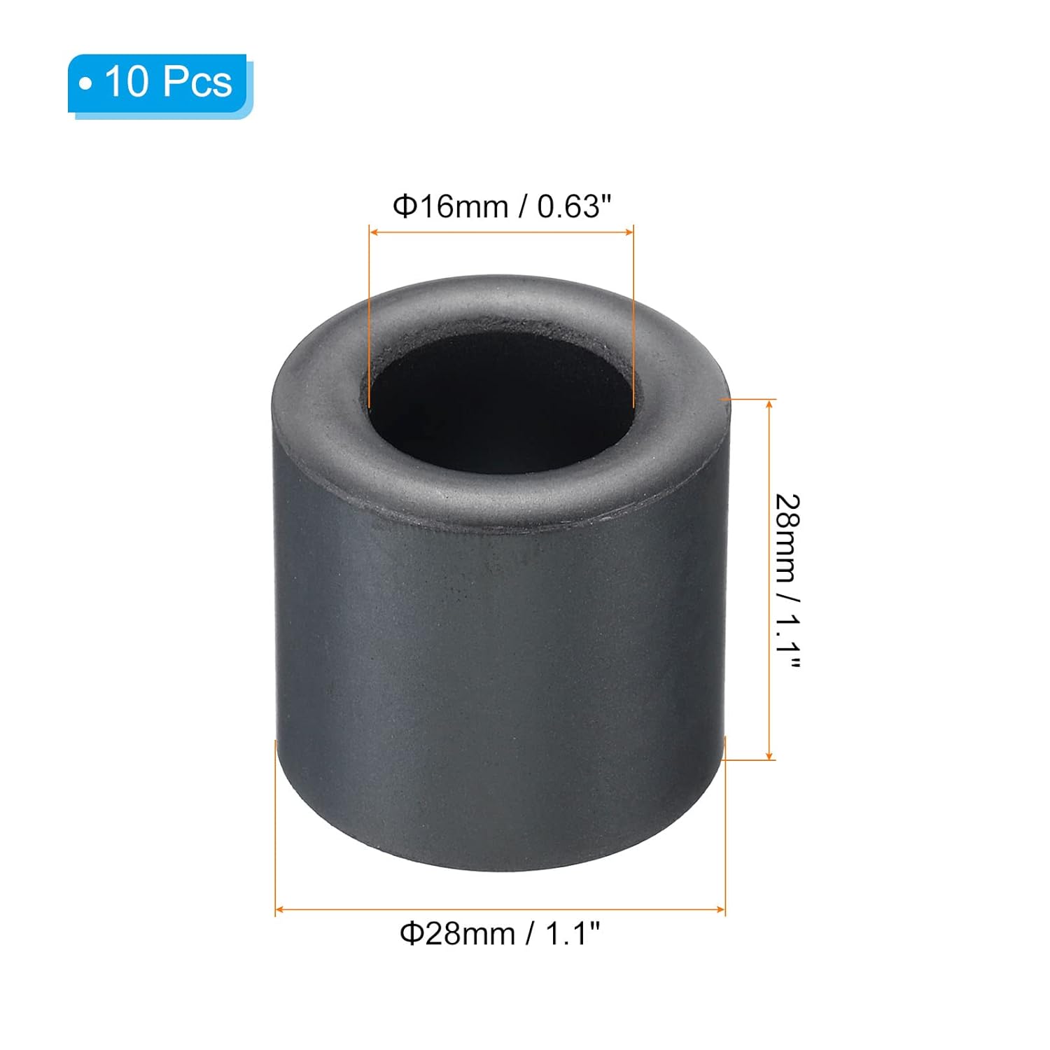 PATIKIL Núcleo de toroide de ferrita, 10 unidades de núcleo toroide de 1.1 pulgadas, ODx0.6 pulgadas IDx1.1 pulgadas de alto, anillos de ferrita