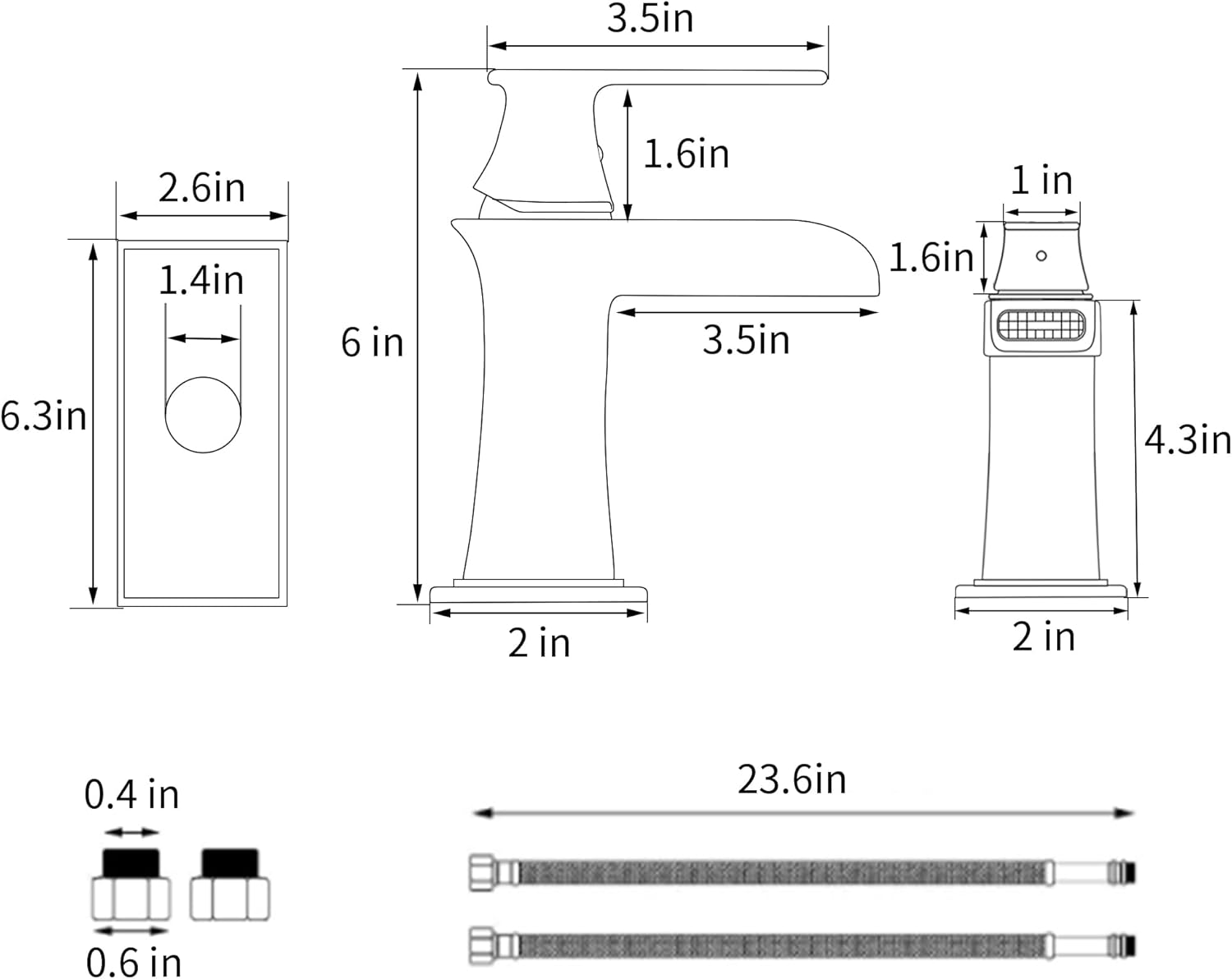 FOUTLQ Grifo de baño tipo cascada de níquel cepillado de una sola manija, grifo de lavabo de baño de 1 o 3 agujeros con drenaje desplegable,