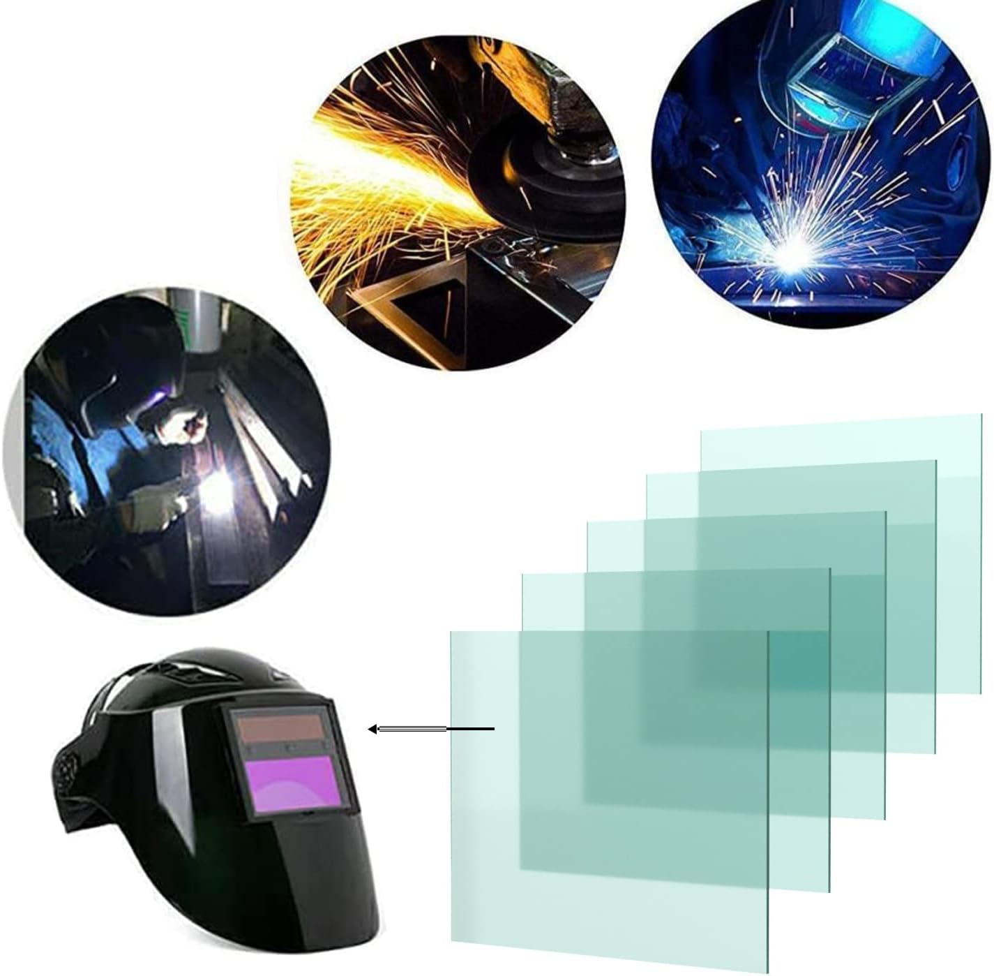 Cubierta transparente para casco de soldadura de 4.33 x 3.54 pulgadas, repuesto universal de lente protectora de soldadura (20 unidades)