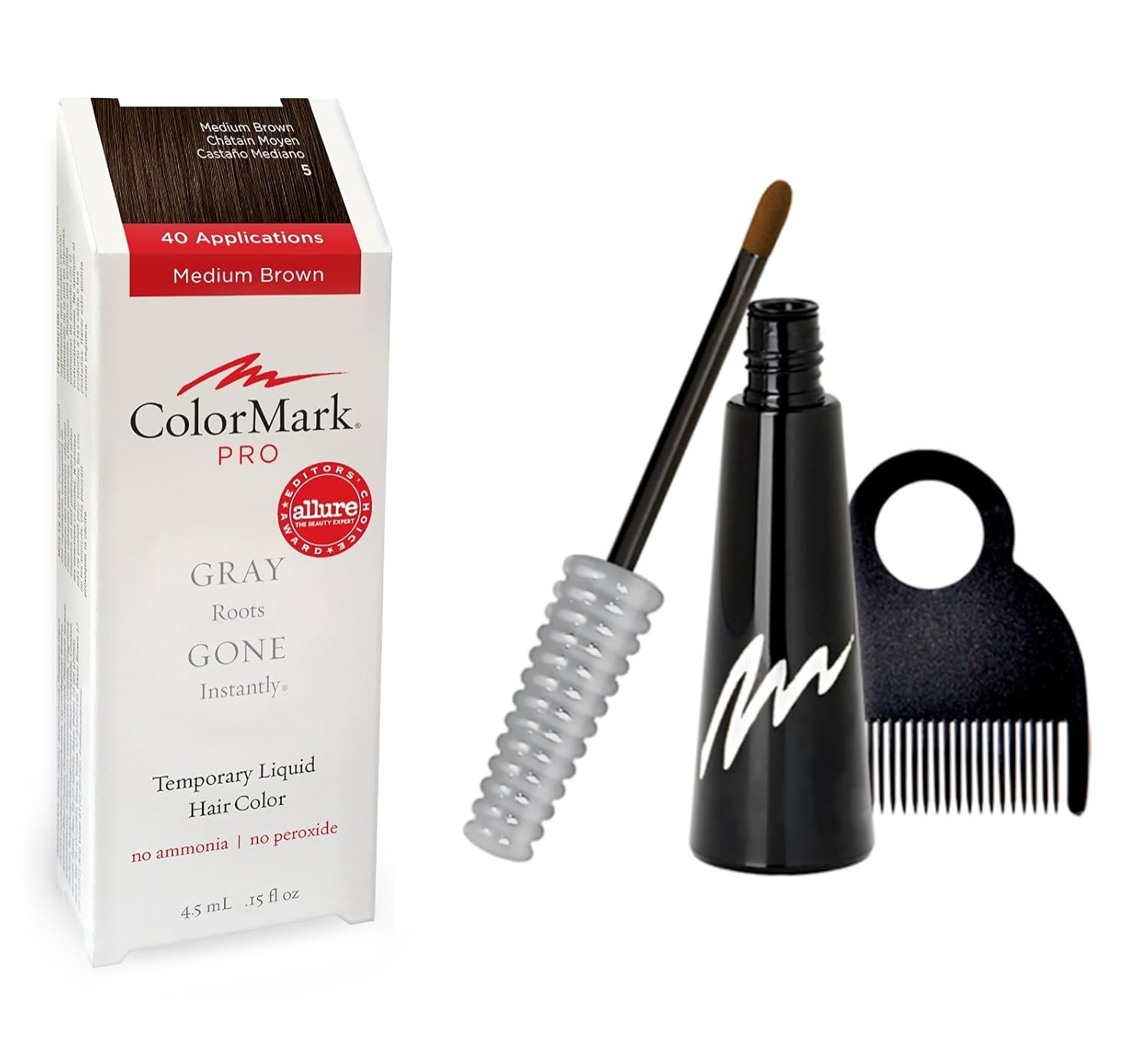 ColorMark PRO – Varita para retoque de raíz gris líquida, color marrón medio, color real