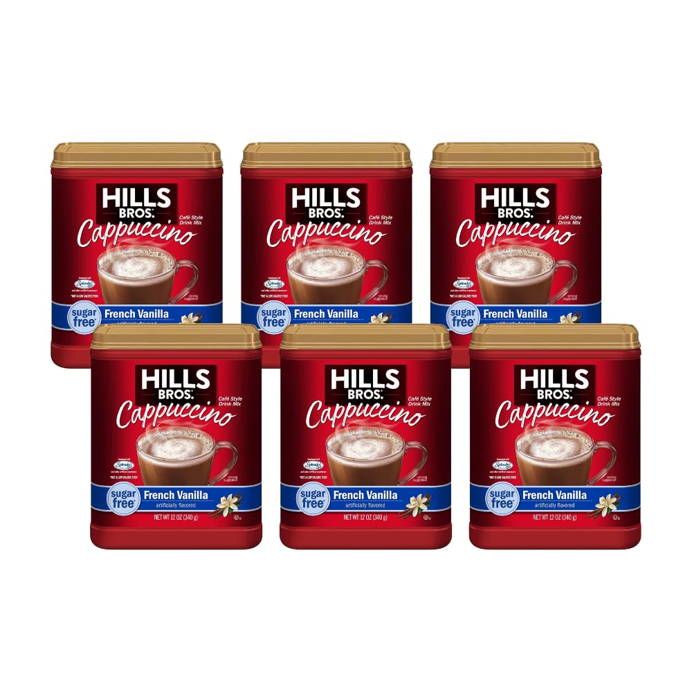 Hills Bros Vainilla francesa sin azúcar, (paquete de 6)