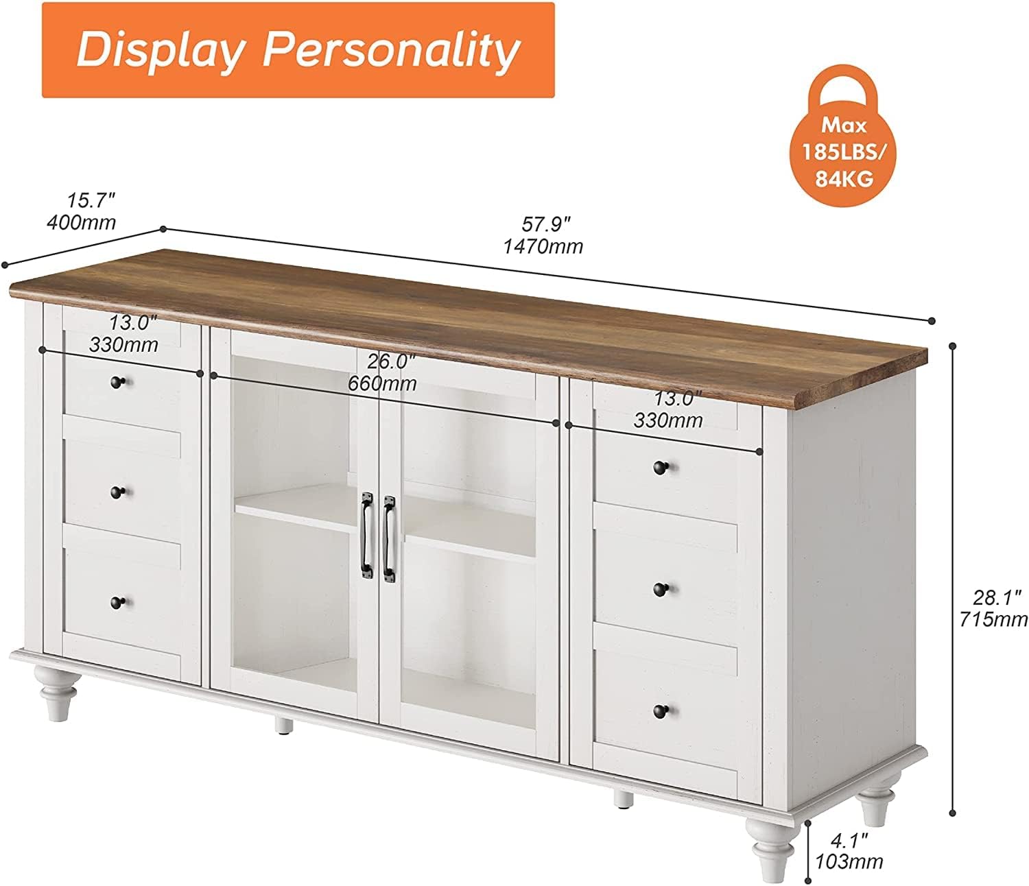 WAMPAT Aparador de buffet con puerta de cristal, armarios de almacenamiento de cocina, mesas de bar de café de madera, armario de almacenamiento de