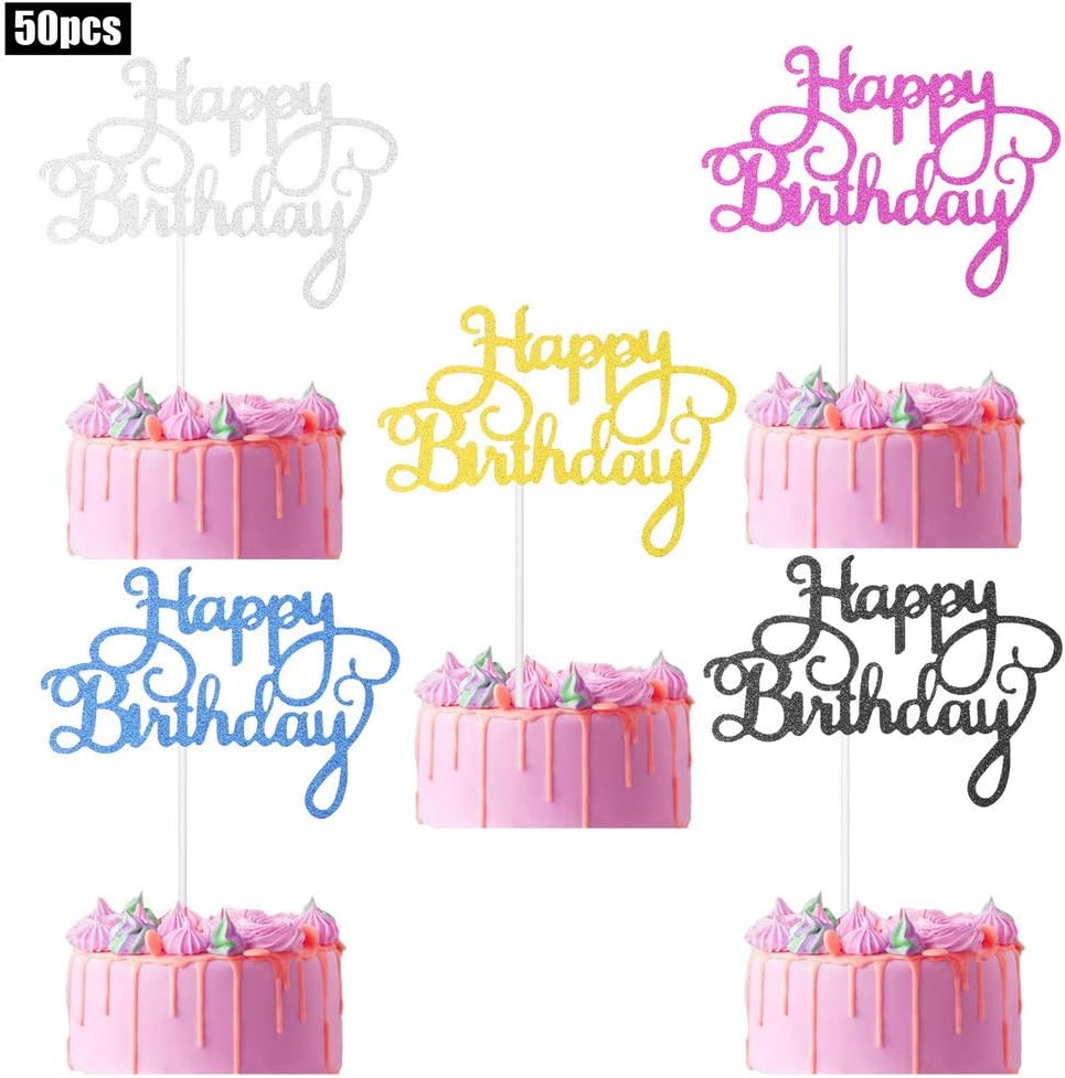 Pengxiaomei – Adornos para tartas de cumpleaños de color negro, para niños o adultos