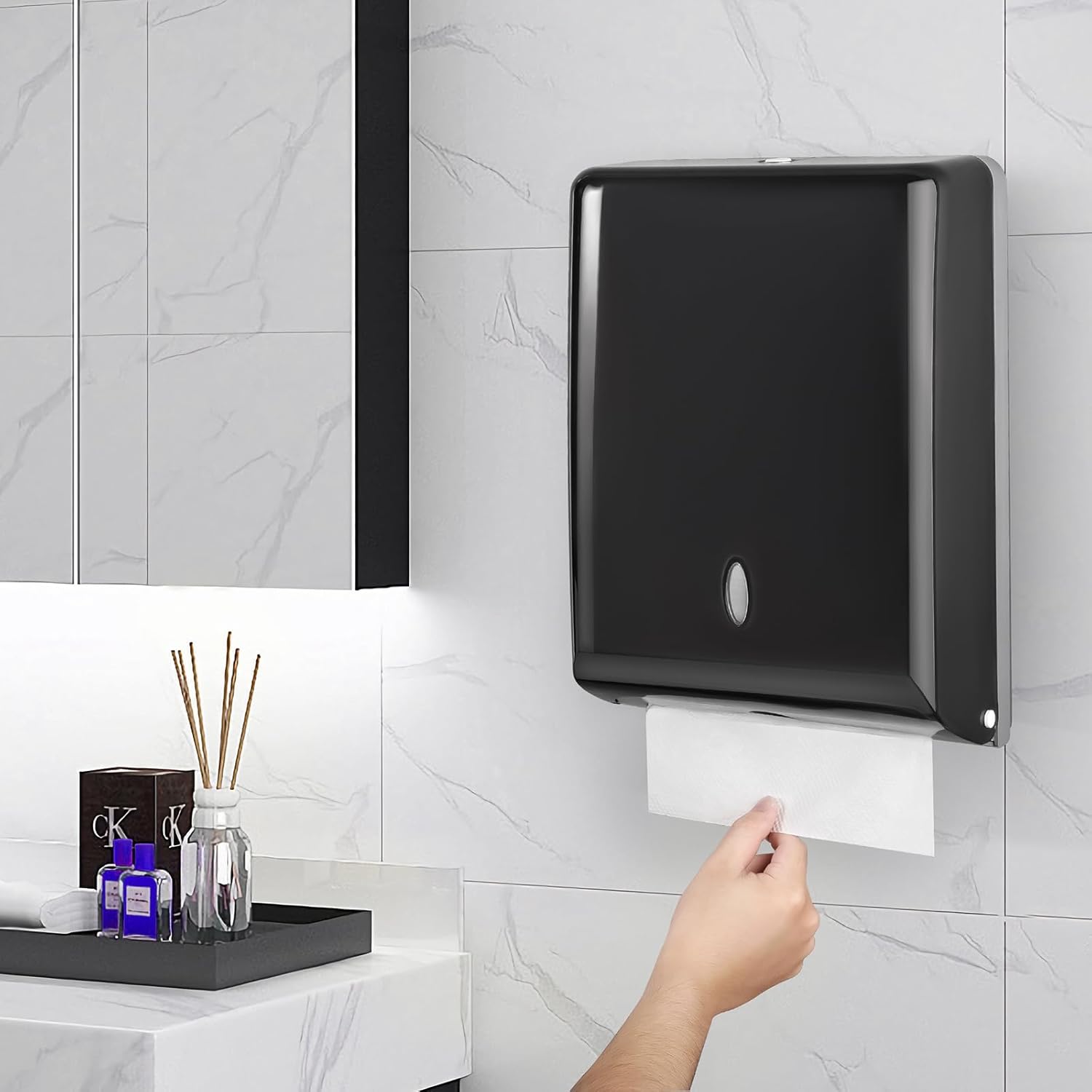 Kordory Dispensador de toallas de papel de montaje en pared, multiplieguetriple plegado, dispensador de toallas plegable en C, soporte de papel