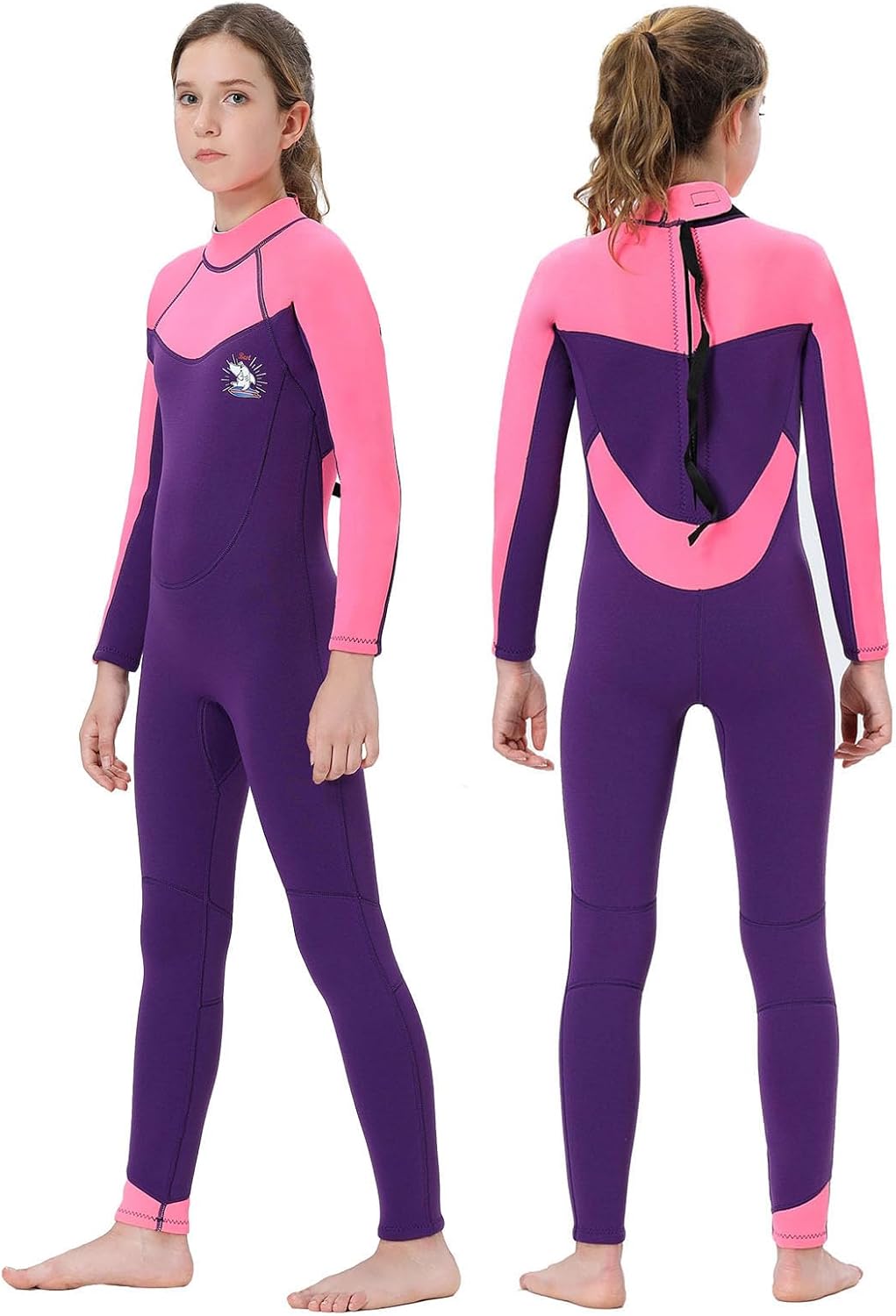 TBLUITE Traje de neopreno para niños y niñas en agua fría, 0.118 pulgadas y 0.079 pulgadas con cremallera trasera de neopreno cortolargo para