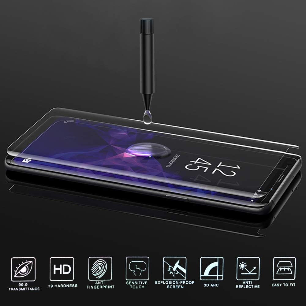 Johncase Paquete de 2 protectores de pantalla compatibles con Samsung Galaxy Note 8  Note 9, película de vidrio templado curvado 3D de borde