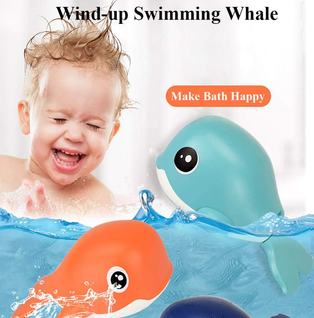 Juguete de baño para niños pequeños Bañera Wind-up Ballena Juguete Mecanismo Natación Ballena Bañera Juguete Agua Juguete (naranja)