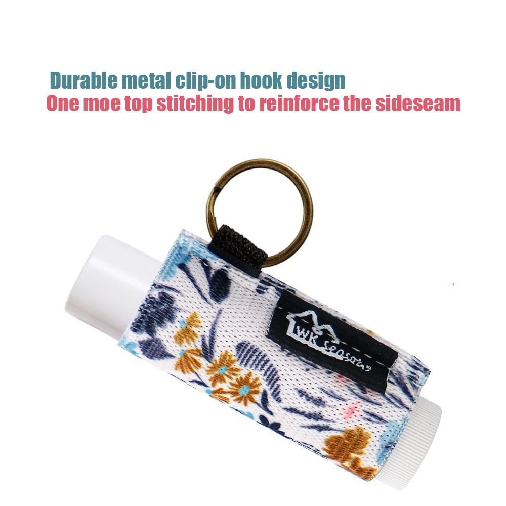 WK IEASON – Llavero con clip para bálsamo labial, funda para lápiz labial, 5 unidades (combinaciones geométricas)