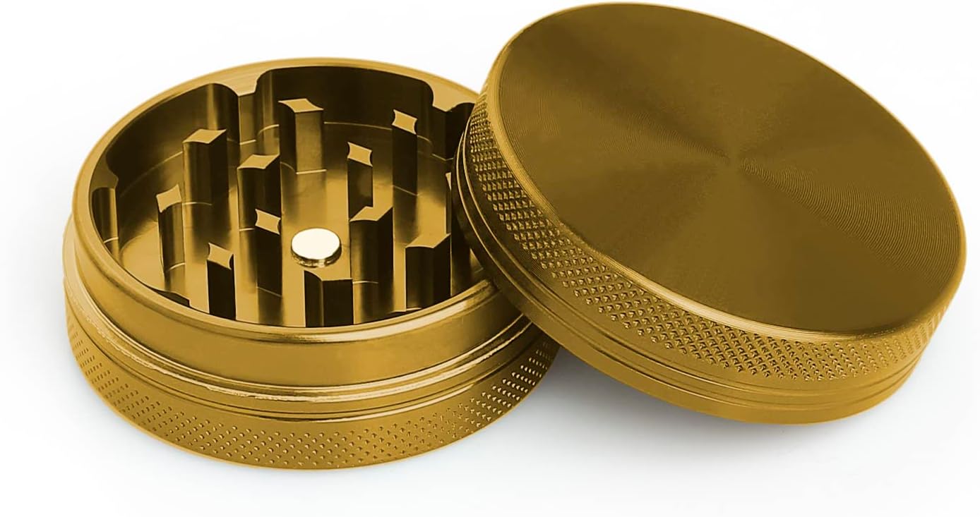 Spice Grinder Crasher – Molinillo de especias de tamaño portátil de 2 pulgadas con tapa magnética, color dorado