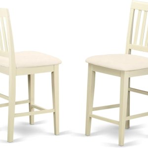 East West Furniture Vernon – Taburete de tela de lino con altura de pub de madera, juego de 2, VNS-WHI-C East West Furniture Vernon – Taburete de tela de lino con altura de pub de madera, juego de 2, VNS-WHI-C