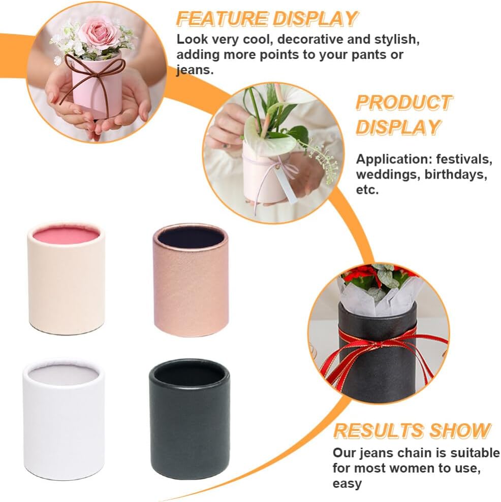 EXCEART Organizador con tapa 4pcs Cilindro de cartón, Caja de papel de flor de embalaje cilíndrico, Tubos de cartón Kraft, Cajas de regalo redondas