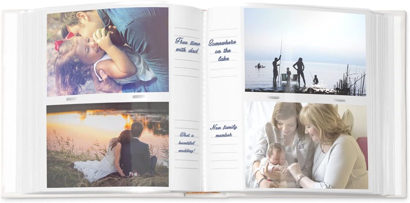 Maverton Álbum de fotos Slip-In para hombre – Tapa grabable con marco de fotos – Piel sintética blanca- 200 imágenes- Álbum personalizado para él –