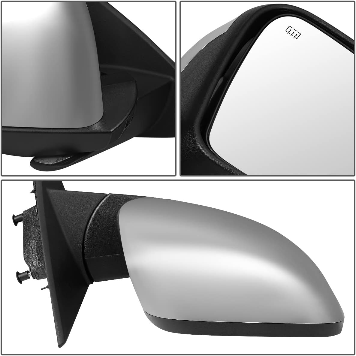 DNA Motoring OEM-MR-CH1321388 Espejo retrovisor plegable con calefacción lateral derecho con cubierta cromada compatible con Durango 2011-2022