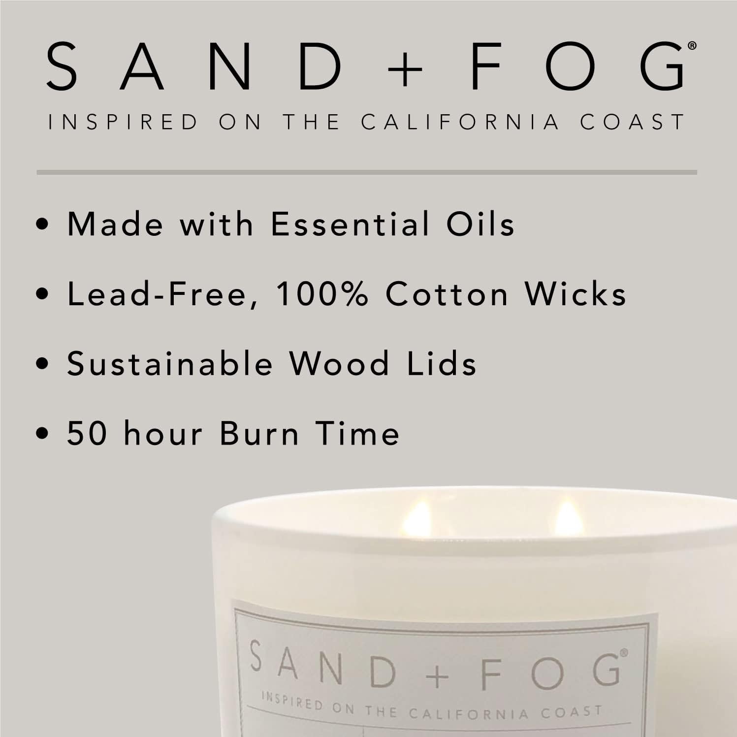 Sand + Fog Velas perfumadas  Vainilla de Tahití  Aromas y tamaños adicionales  3 mechas 100% algodón sin plomo  Velas de lujo para ambientar