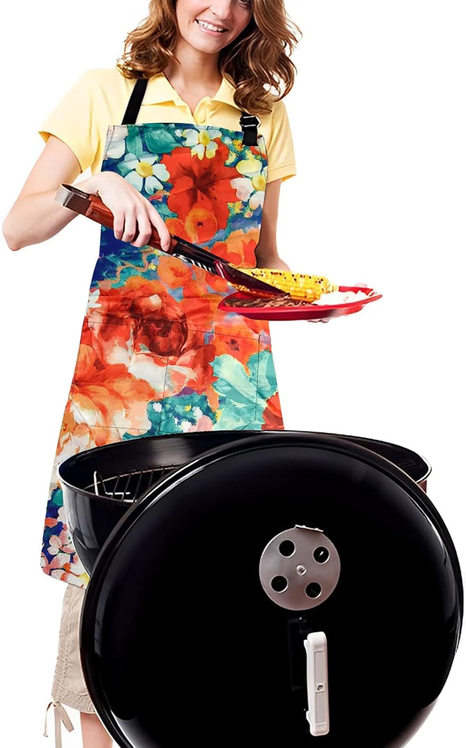 Sosolong Delantal ajustable impermeable con 2 bolsillos, delantales de cocina para mujeres, hombres, chef