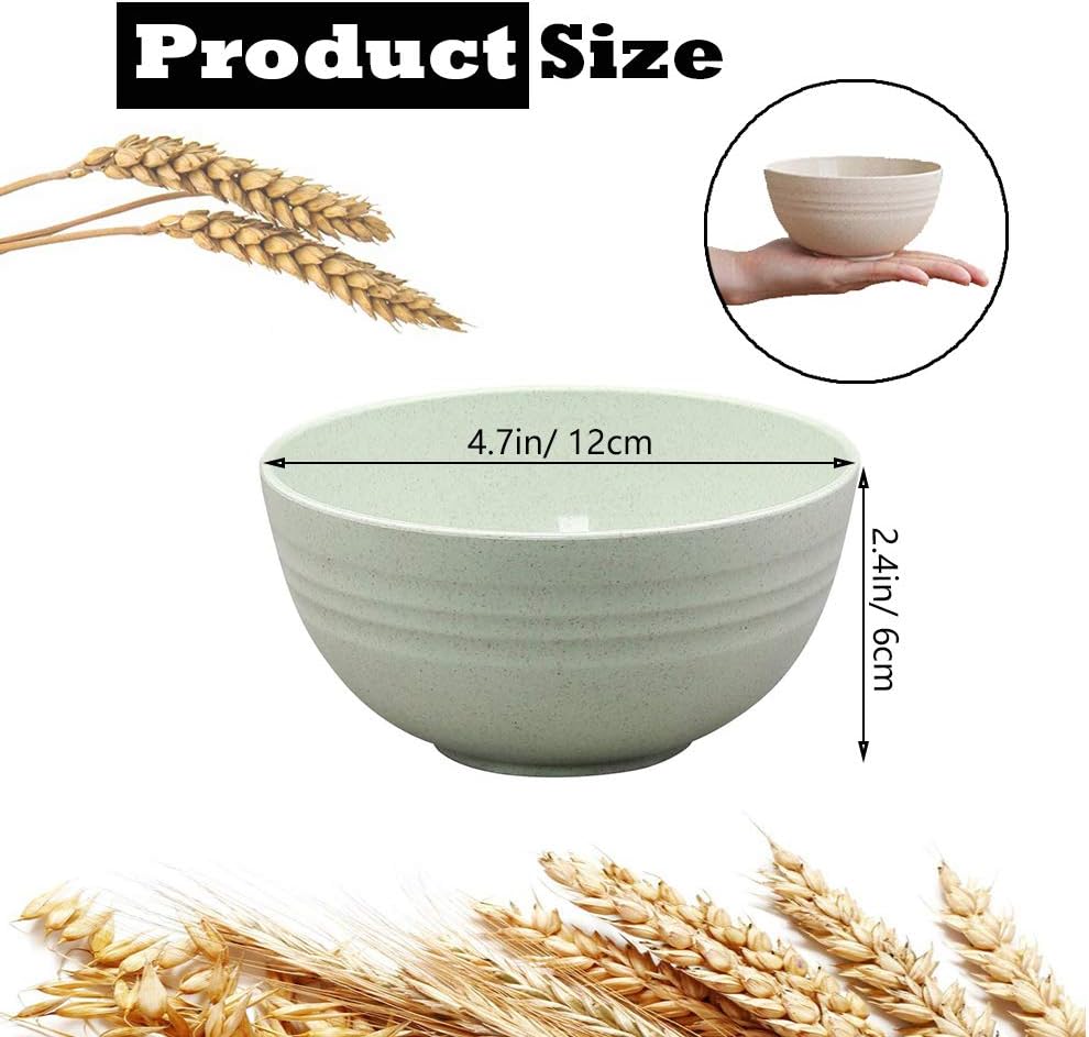 N A 4 cuencos ligeros de paja de trigo de 4.7 pulgadas, cuencos irrompibles para pasta de cereales, aptos para microondas y lavavajillas, vajilla