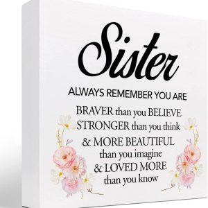 z-crange Letrero de madera con texto en inglés “Sister Always Remember You are Braver” (Sister Always Remember You are Braver), decoración de z-crange Letrero de madera con texto en inglés “Sister Always Remember You are Braver” (Sister Always Remember You are Braver), decoración de