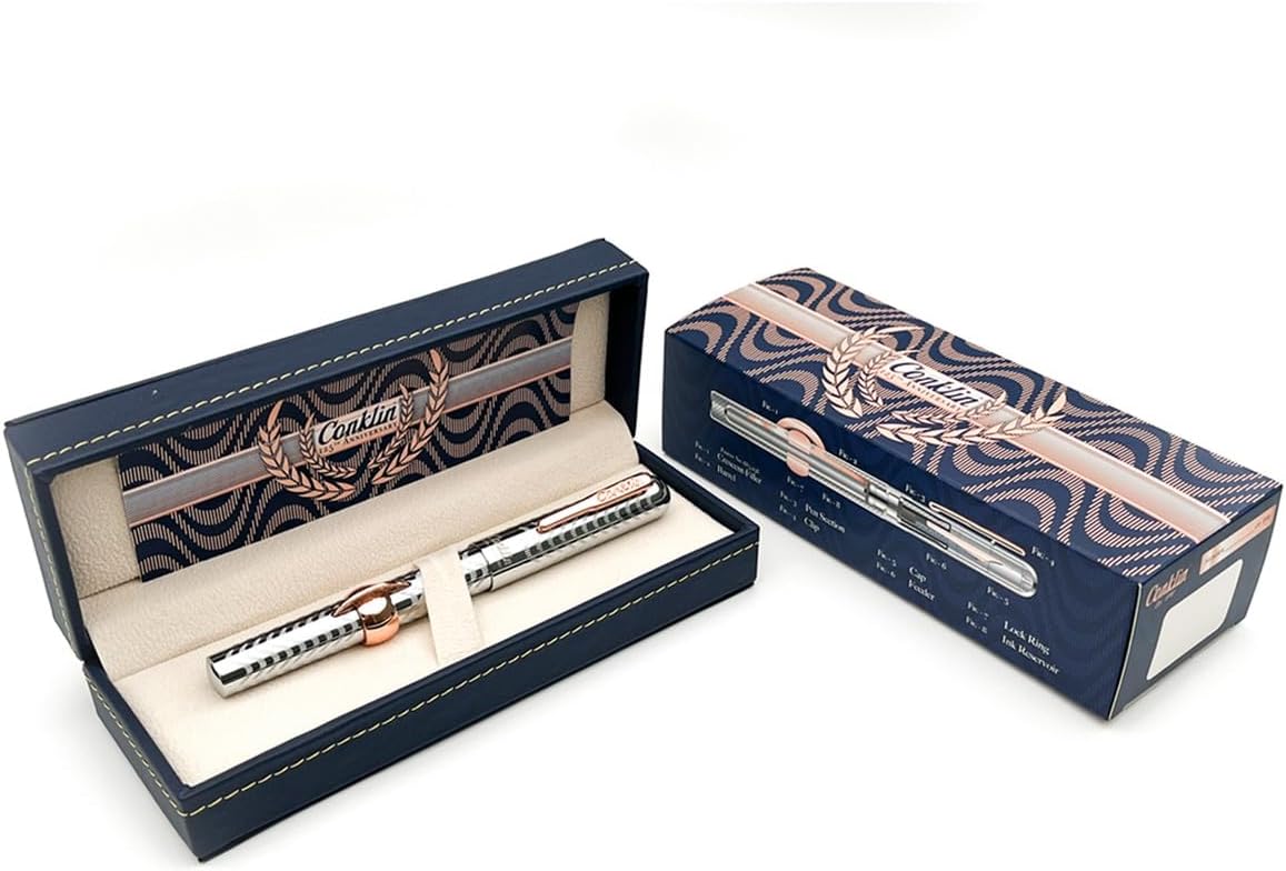 Conklin 125th Anniversary Mark Twain Crescent Collection – Pluma estilográfica Edición limitada 898Exclusivo (persecución cromadaborde plomizo),