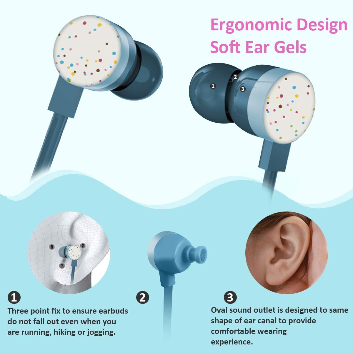 QearFun Auriculares con forma de dona para niños, bonitos auriculares intrauditivos con cable, regalo para niñas y niños escolares con micrófono y