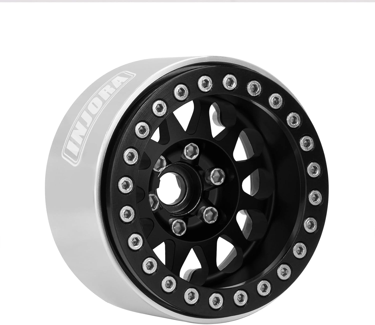 INJORA 1.9 “Beadlock llanta de rueda compensación negativa 0.409 in CNC Rueda de aluminio para TRX4 SCX10 Gen8 VS4-10 110 RC Crawler Car (negro)