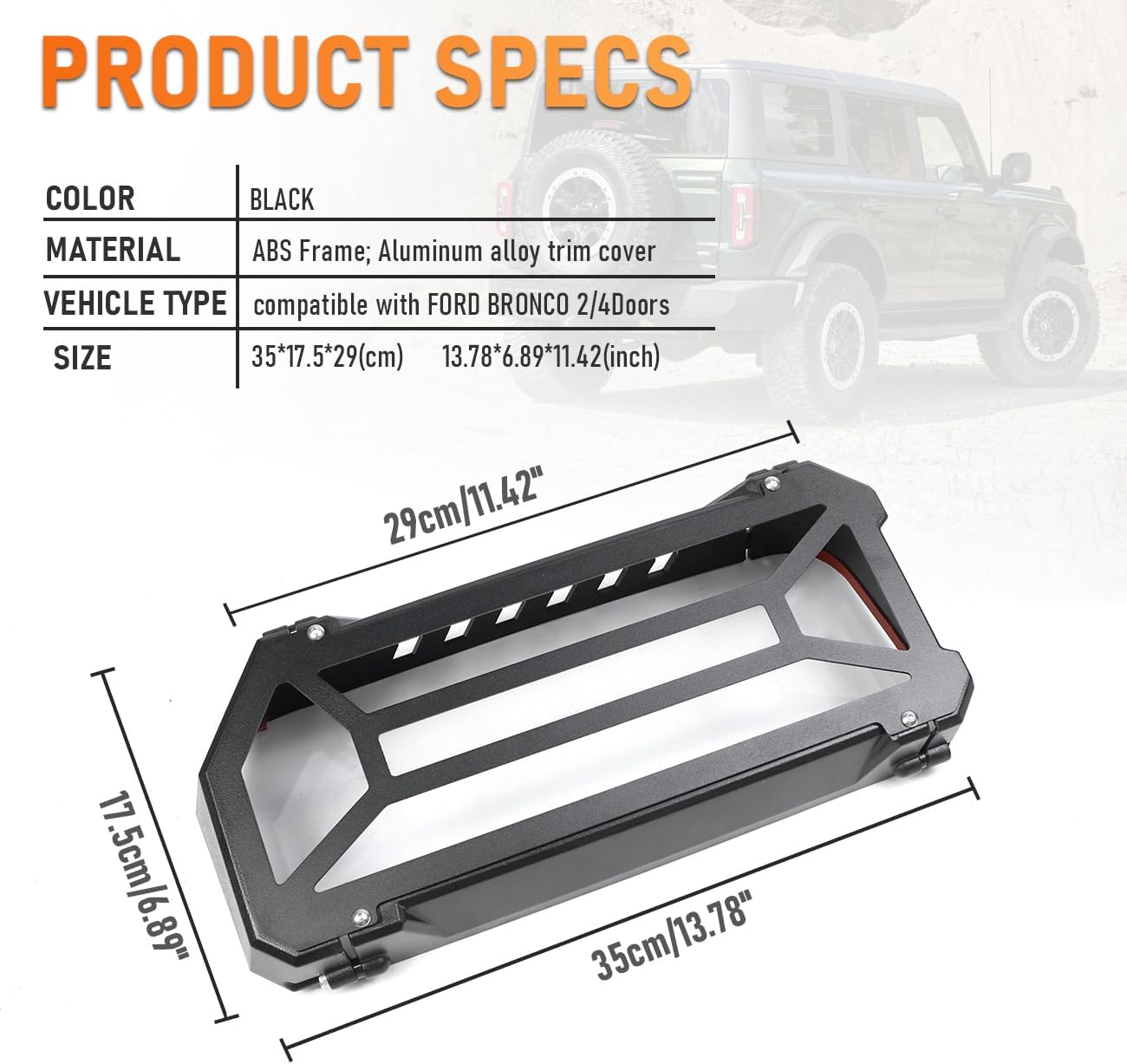 2 protectores de luces traseras para luces traseras compatibles con Ford Bronco 2021 2022 2023, accesorios exteriores Kit de moldura (no apto para