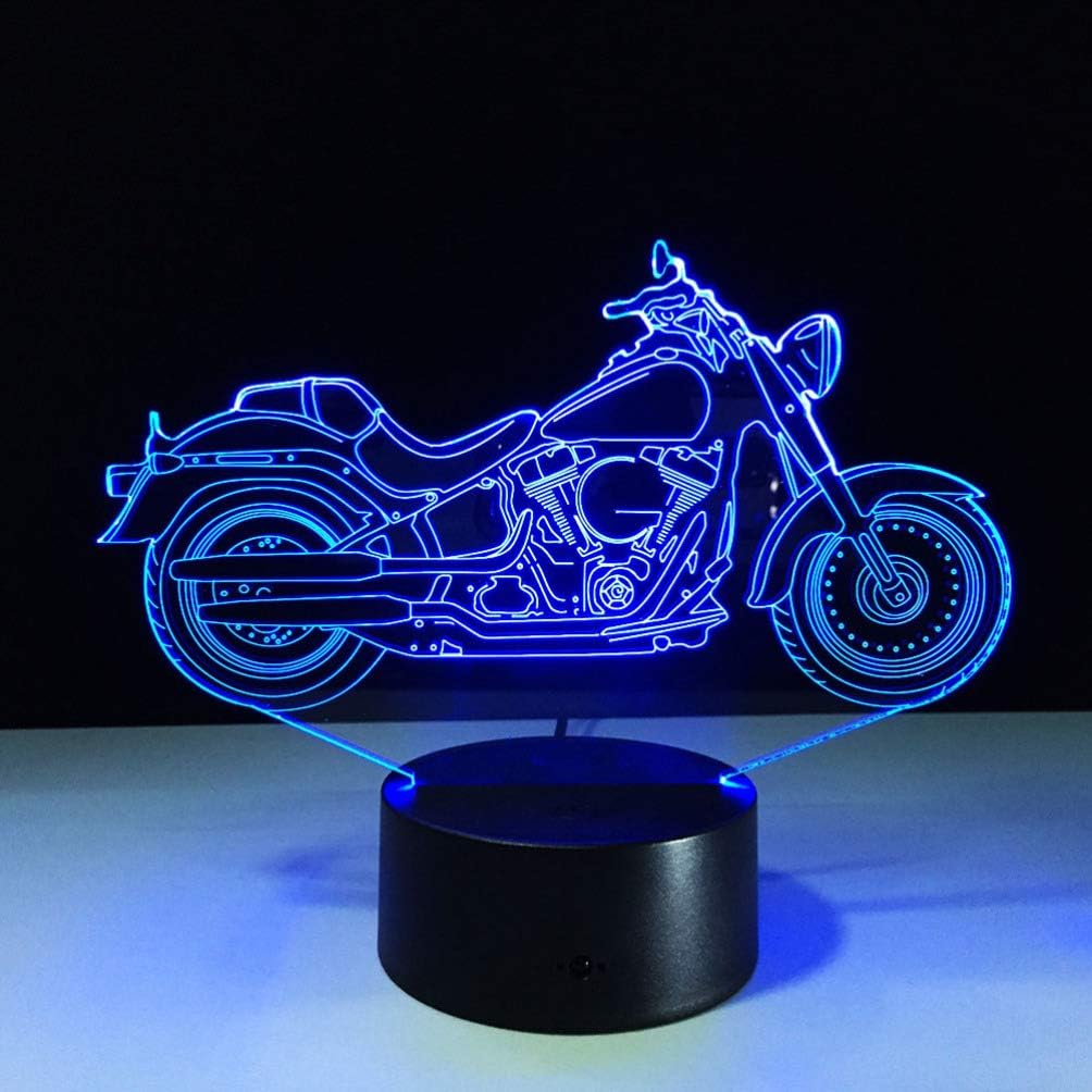 Mobestech 3D motocicleta luz nocturna 3D ilusión lámpara LED motocicleta lámparas de mesa 7 colores luz táctil dormitorio decoraciones centros de