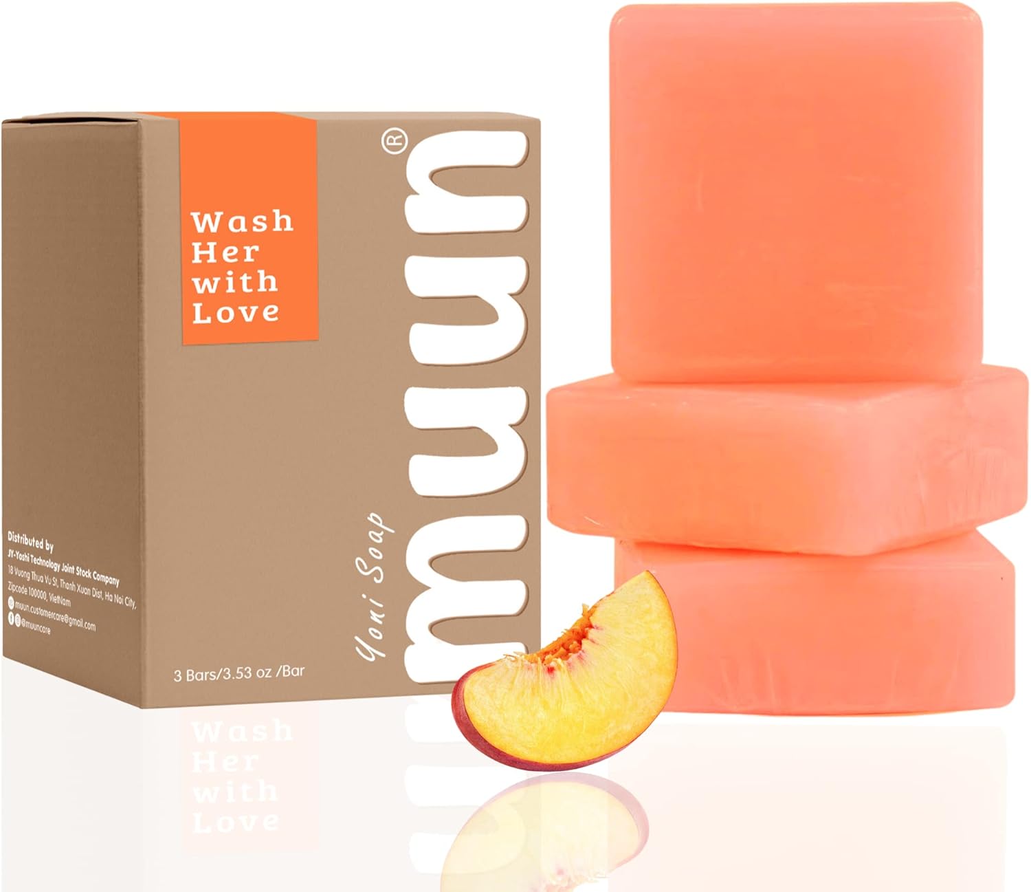 Muun Peach Yoni – Barra de jabón  Paquete de 3 limpiadores equilibrantes de pH  Probióticos e ingredientes naturales  Fórmula de limpieza suave que