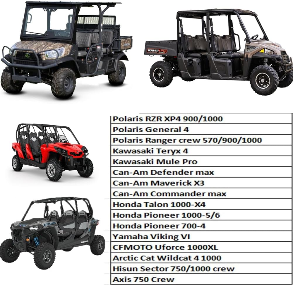 YONQIFON Crew 4-6 plazas UTV cubierta resistente con cremallera 420D impermeable para CFMOTO Uforce, Kawasaki Teryx 4, Polaris RZR, General 4,